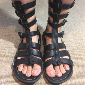 Black Kickers Leather Gladiator Sandals US 6